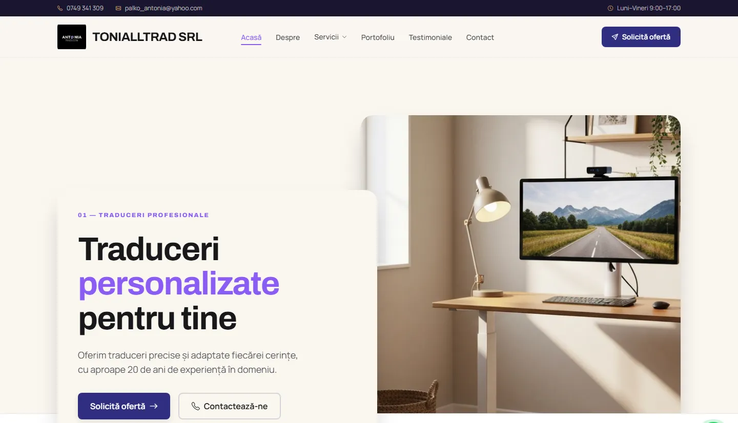Site de prezentare Tonialltrad — servicii de traduceri