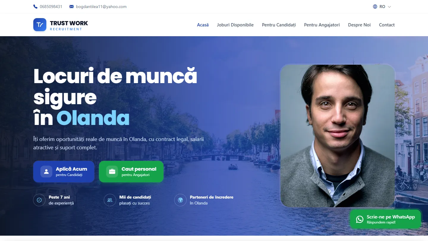 Site de prezentare Trust Work Recruitment — recrutare